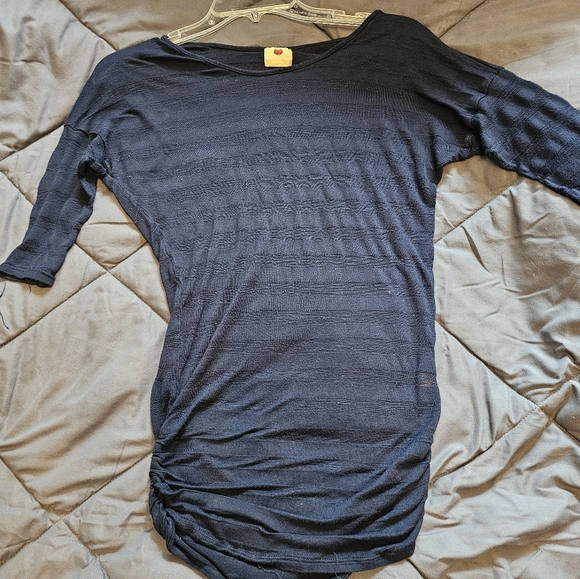 Navy Blue quarter sleeve stripe tunic size Medium - Picture 3 of 3